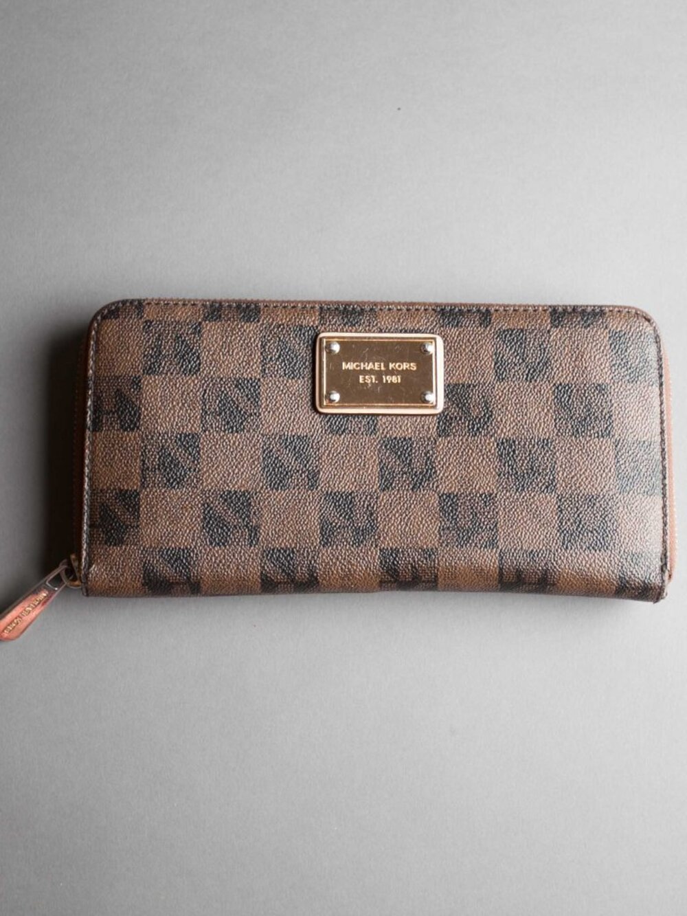 Michael Kors Signature Brown Checkered Wallet